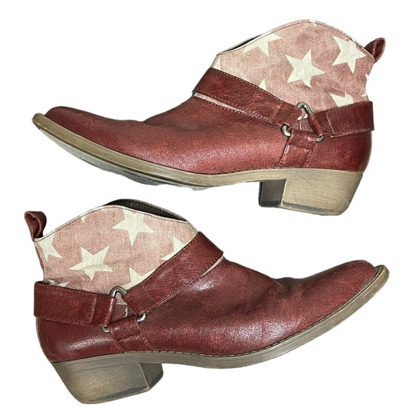 Coconuts by Matisse Womens King Ankle Boots Red Stars Size 6.5‎ Country Festival - Picture 2 of 10